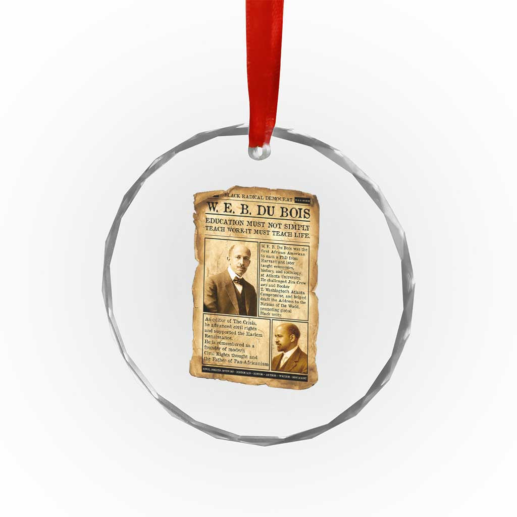 Vintage Newspaper W E B Du Bois Crystal Glass Ornament African American Scholar