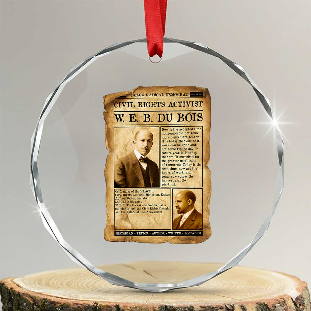 Vintage Newspaper W E B Du Bois Crystal Glass Ornament Civil Rights History