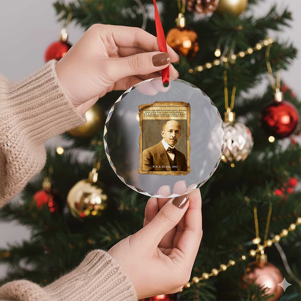 Vintage Newspaper W E B Du Bois Crystal Glass Ornament Civil Rights Pioneer