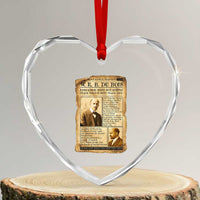 Vintage Newspaper W E B Du Bois Heart Crystal Glass Ornament African American Scholar