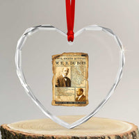 Vintage Newspaper W E B Du Bois Heart Crystal Glass Ornament Civil Rights History