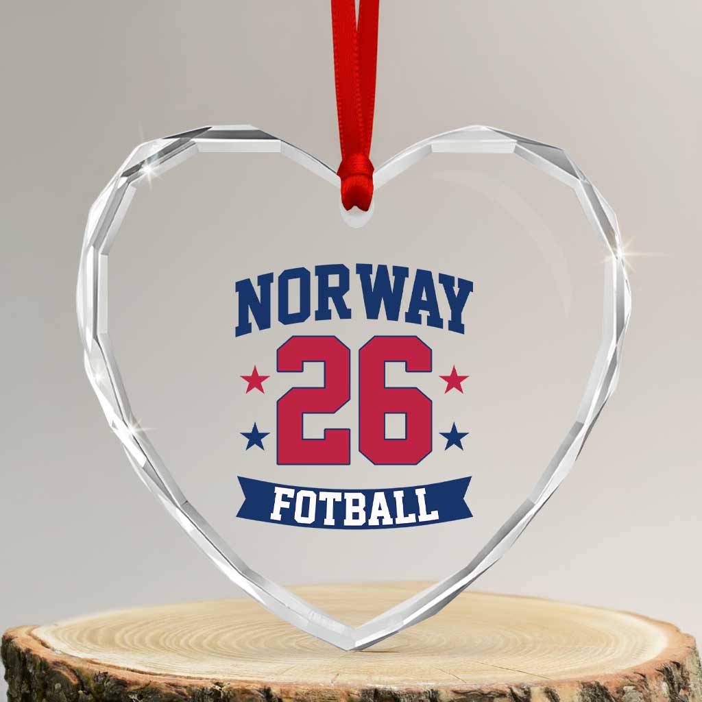 Vintage Norway Fotball Heart Crystal Glass Ornament Norwegian Flag Game Day Fan Gift