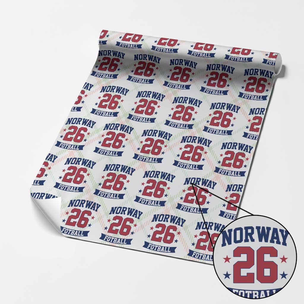 Vintage Norway Fotball Wrapping Paper Roll Norwegian Flag Game Day Fan Gift