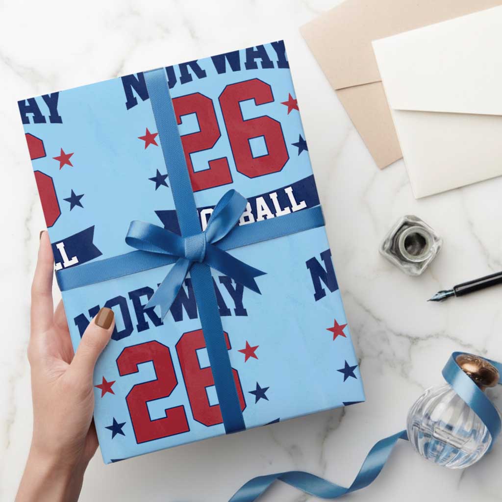 Vintage Norway Fotball Wrapping Paper Roll Norwegian Flag Game Day Fan Gift