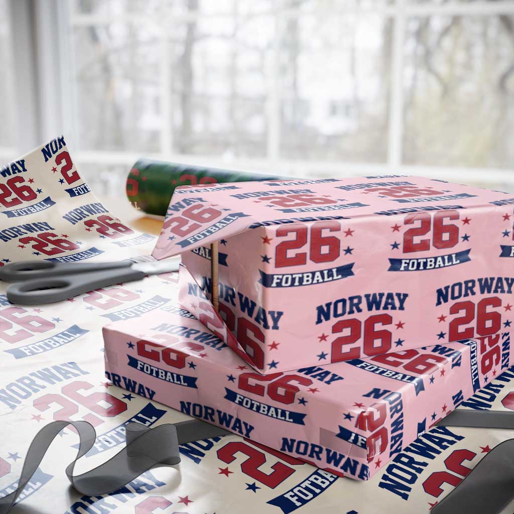 Vintage Norway Fotball Wrapping Paper Roll Norwegian Flag Game Day Fan Gift