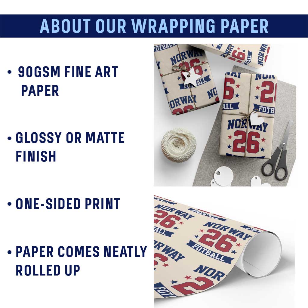 Vintage Norway Fotball Wrapping Paper Roll Norwegian Flag Game Day Fan Gift