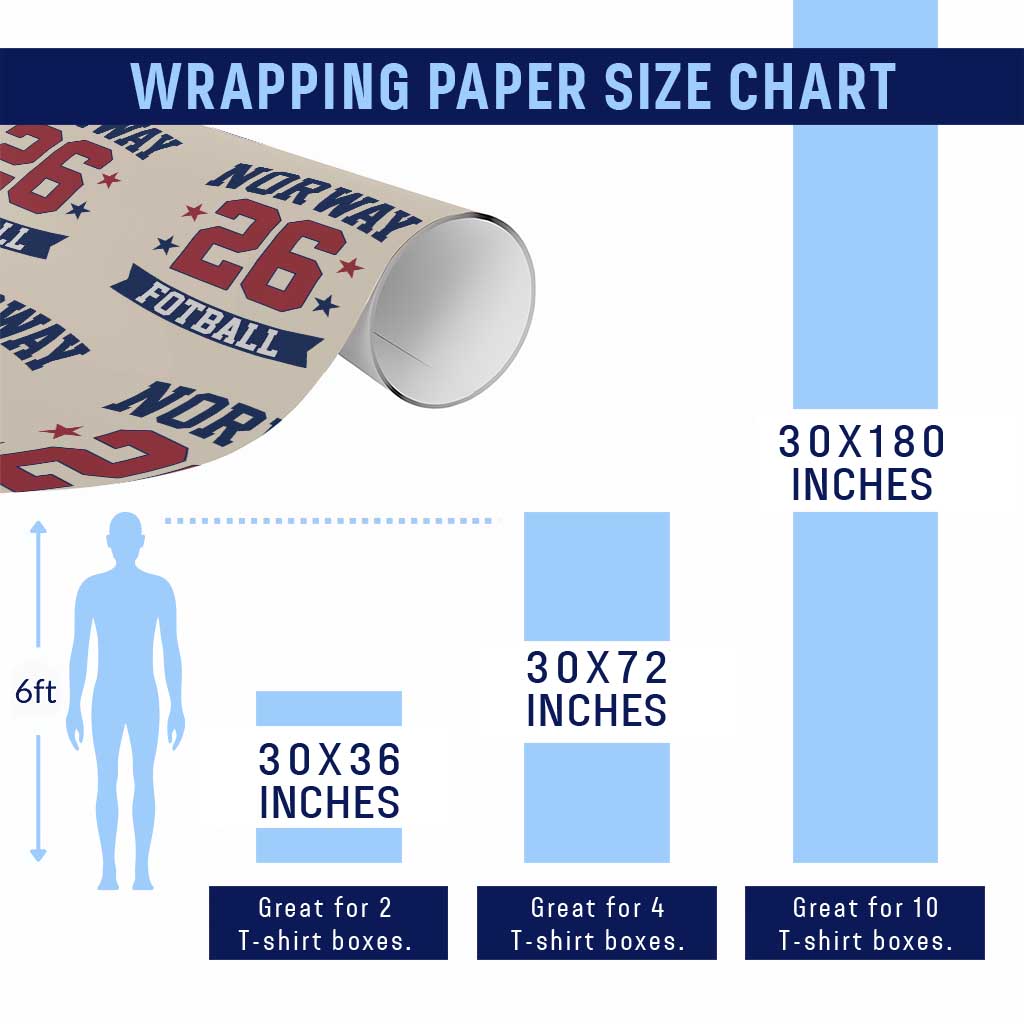Vintage Norway Fotball Wrapping Paper Roll Norwegian Flag Game Day Fan Gift