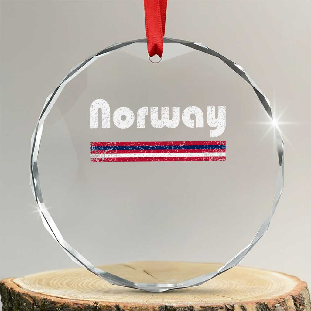 Vintage Norway Pride Distressed Norwegian Flag Typography Graphic Crystal Glass Ornament