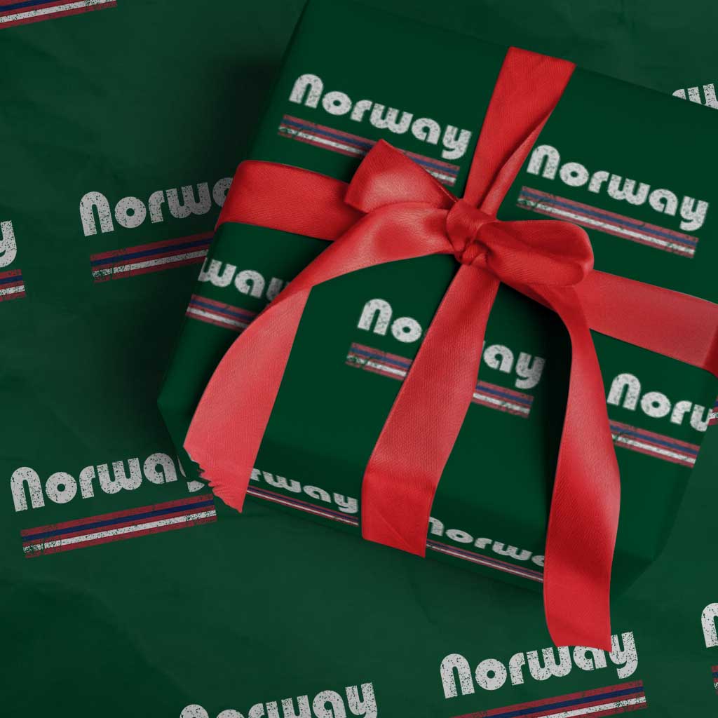 Vintage Norway Pride Distressed Norwegian Flag Typography Graphic Wrapping Paper Roll