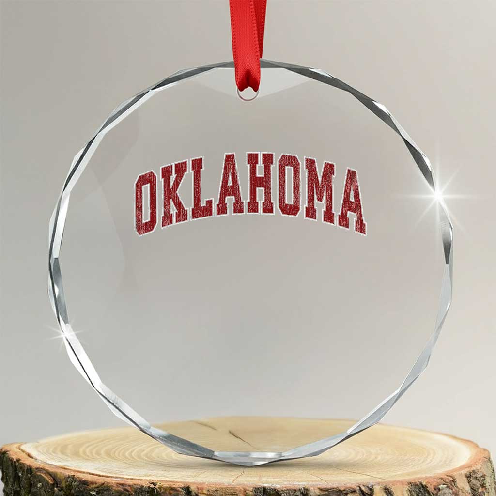 Vintage OKLAHOMA OK Crystal Glass Ornament Retro Throwback Design Classic Athletic Sports - Wonder Print Shop