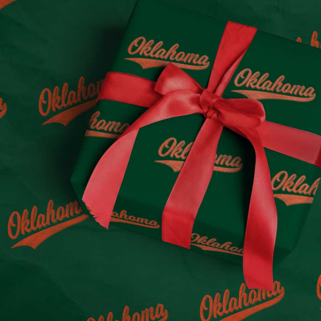 Vintage Oklahoma Orange Throwback Distressed Wrapping Paper Roll Retro Classic OK State Pride - Wonder Print Shop