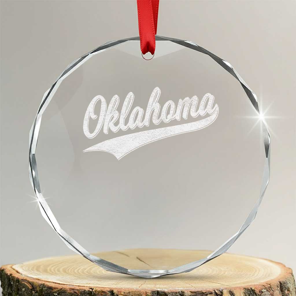 Vintage Oklahoma Throwback Distressed Crystal Glass Ornament Retro Classic OK State Pride - Wonder Print Shop