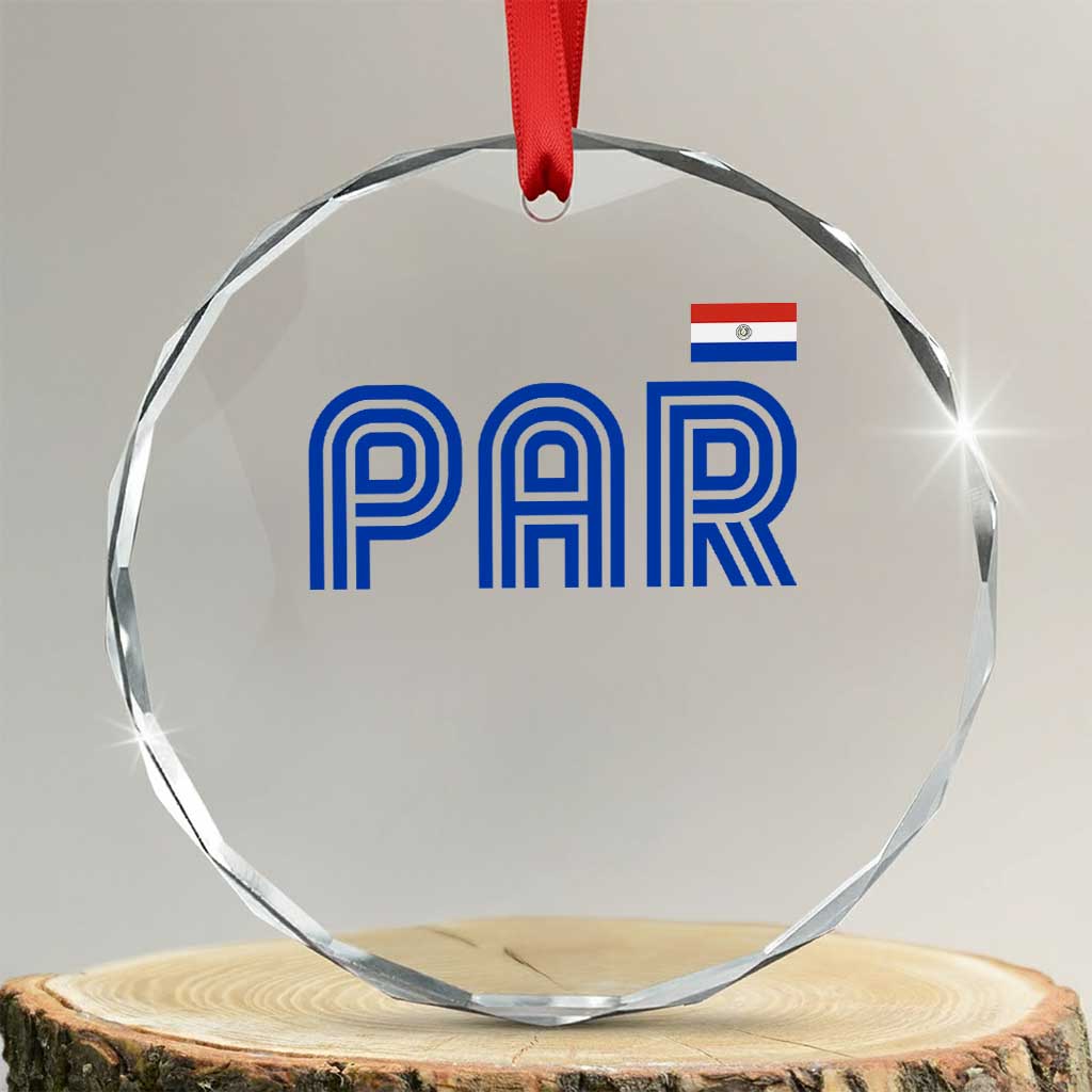 Vintage Paraguay Crystal Glass Ornament Retro Typography Patriotic Paraguayan Pride Flag Graphic