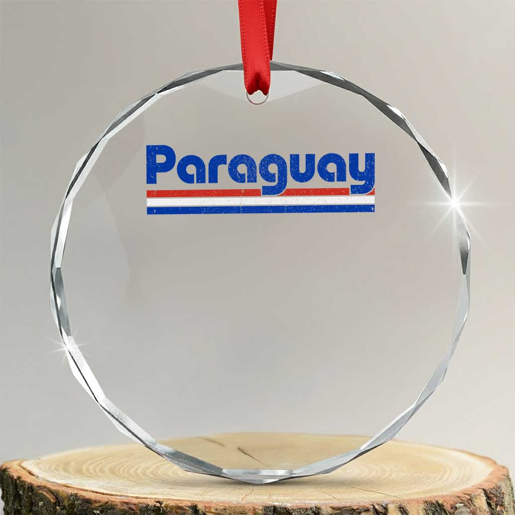 Vintage Paraguay Flag Crystal Glass Ornament Retro Stripe Patriotic Paraguayan Pride Graphic