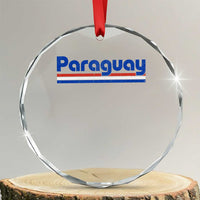 Vintage Paraguay Flag Crystal Glass Ornament Retro Stripe Patriotic Paraguayan Pride Graphic