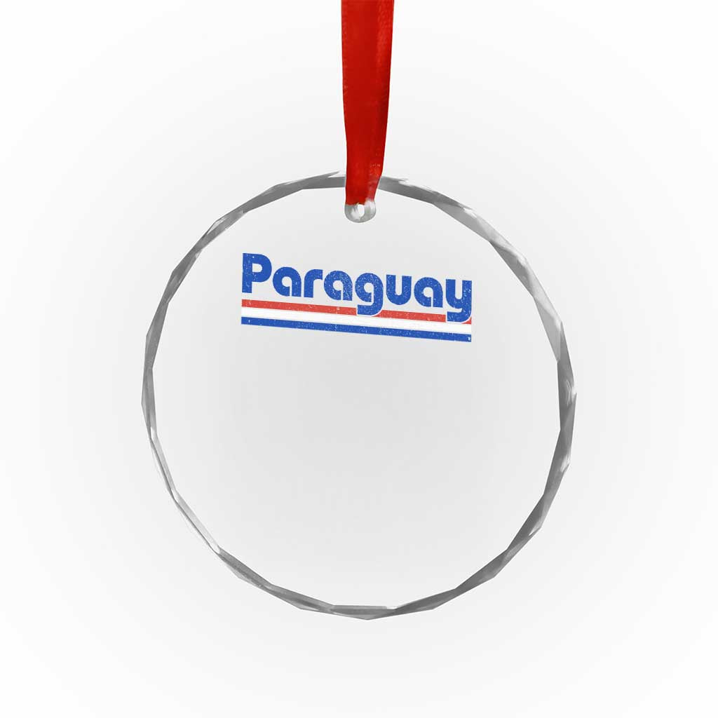 Vintage Paraguay Flag Crystal Glass Ornament Retro Stripe Patriotic Paraguayan Pride Graphic