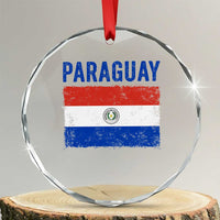 Vintage Paraguay Flag Distressed Paraguayan Pride Patriotic Soccer Fan Graphic Crystal Glass Ornament