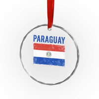 Vintage Paraguay Flag Distressed Paraguayan Pride Patriotic Soccer Fan Graphic Crystal Glass Ornament