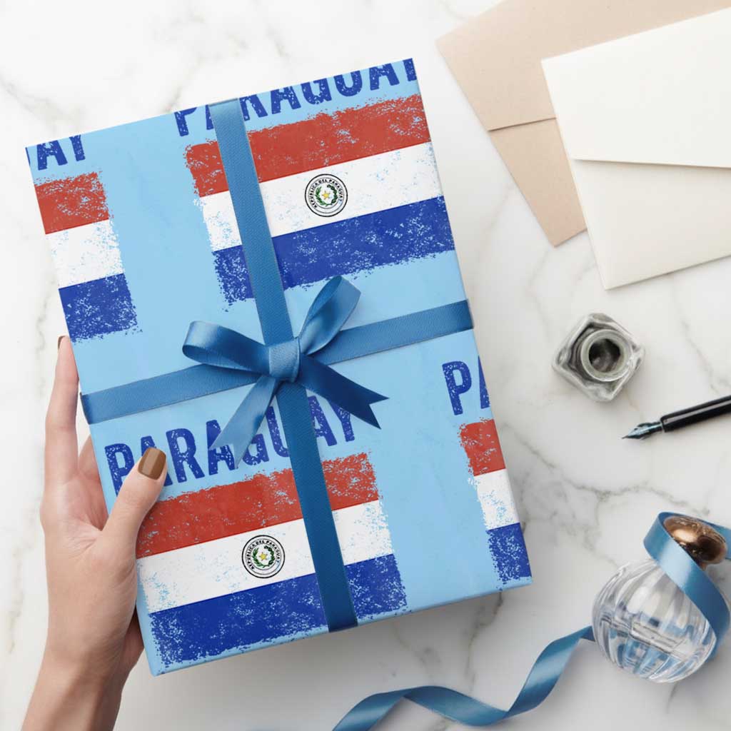 Vintage Paraguay Flag Distressed Paraguayan Pride Patriotic Soccer Fan Graphic Wrapping Paper Roll