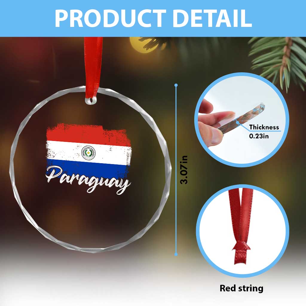 Vintage Paraguay Flag Paraguaya Heritage Pride Roots Crystal Glass Ornament
