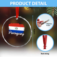 Vintage Paraguay Flag Paraguaya Heritage Pride Roots Crystal Glass Ornament