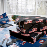 Vintage Patriotic American Flag Dog And Cat Paw Wrapping Paper Roll Gift For Pet Lover