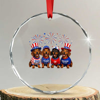 Vintage Patriotic Dachshund 250 Anniversary USA Crystal Glass Ornament Freedom 250 Years Weiner Dog Lovers Dad Mom