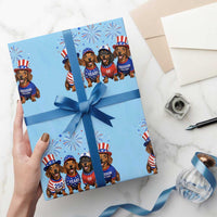 Vintage Patriotic Dachshund 250 Anniversary USA Wrapping Paper Roll Freedom 250 Years Weiner Dog Lovers Dad Mom
