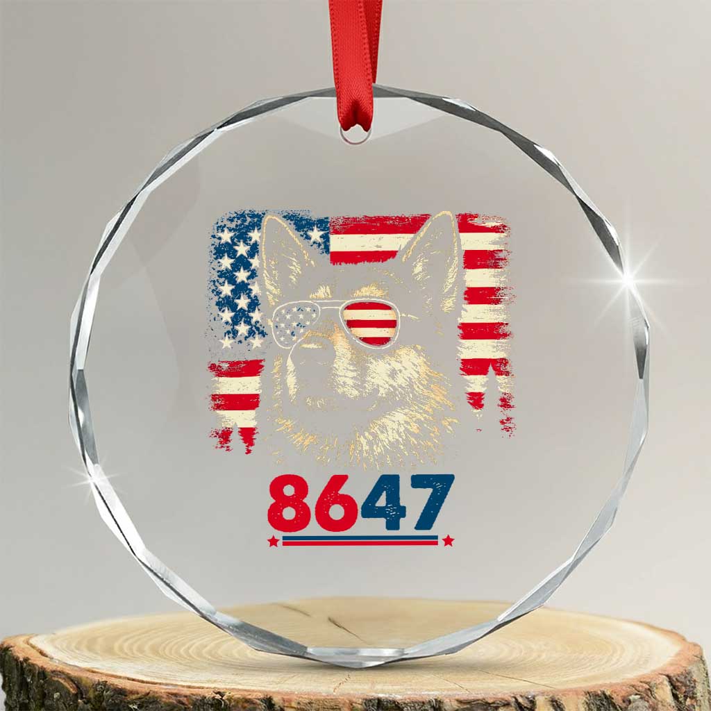 Vintage Patriotic German Shepherd 1776 Graphic Crystal Glass Ornament American Flag Sunglasses Cool Dog 4th of July Distressed