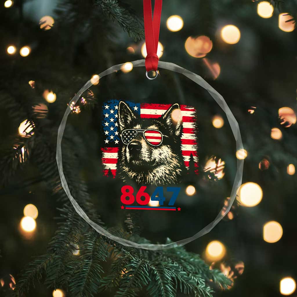Vintage Patriotic German Shepherd 1776 Graphic Crystal Glass Ornament American Flag Sunglasses Cool Dog 4th of July Distressed