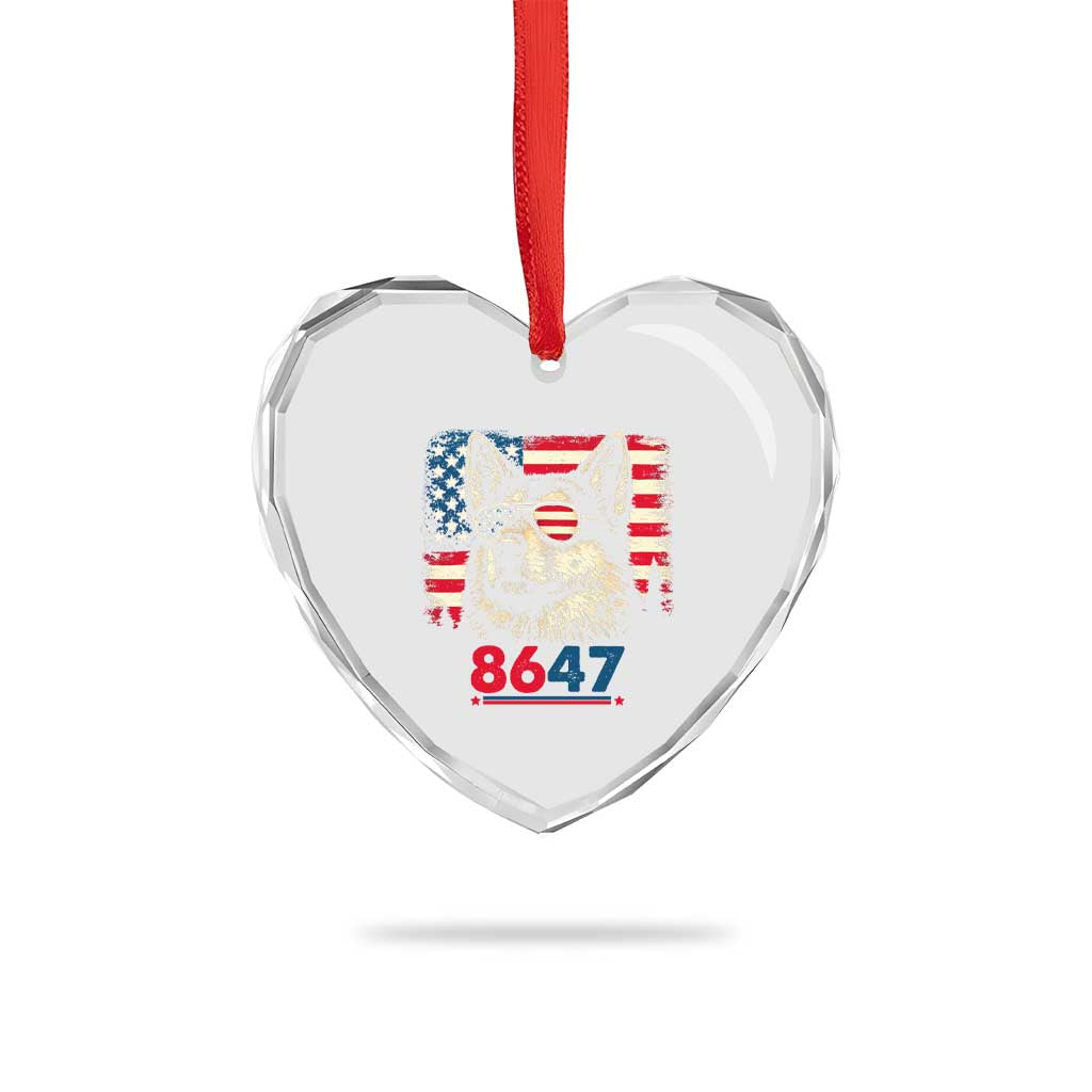 Vintage Patriotic German Shepherd 1776 Graphic Heart Crystal Glass Ornament American Flag Sunglasses Cool Dog 4th of July Distressed