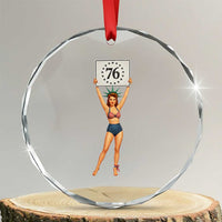 Vintage Patriotic Pin Up Girl 1776 Crystal Glass Ornament Statue of Liberty Retro Americana Graphic