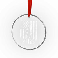 Vintage Patriotic Softball Crystal Glass Ornament Girls Baseball Softball Player American Flag