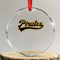 Vintage Pirates Crystal Glass Ornament Varsity Script Retro Sports Jersey Style Baseball Fans