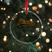 Vintage Pirates Crystal Glass Ornament Varsity Script Retro Sports Jersey Style Baseball Fans