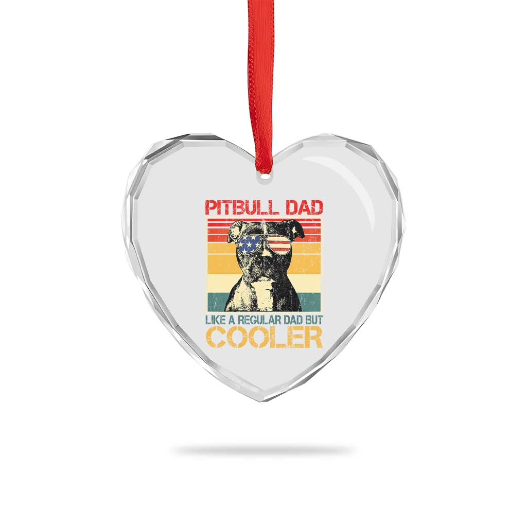 Vintage Pitbull Dad Heart Crystal Glass Ornament Like A Regular Dad But Cooler - Wonder Print Shop