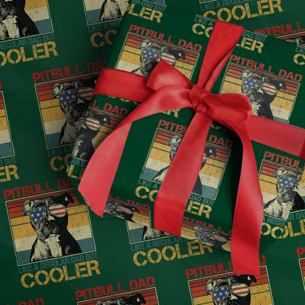 Vintage Pitbull Dad Wrapping Paper Roll Like A Regular Dad But Cooler - Wonder Print Shop