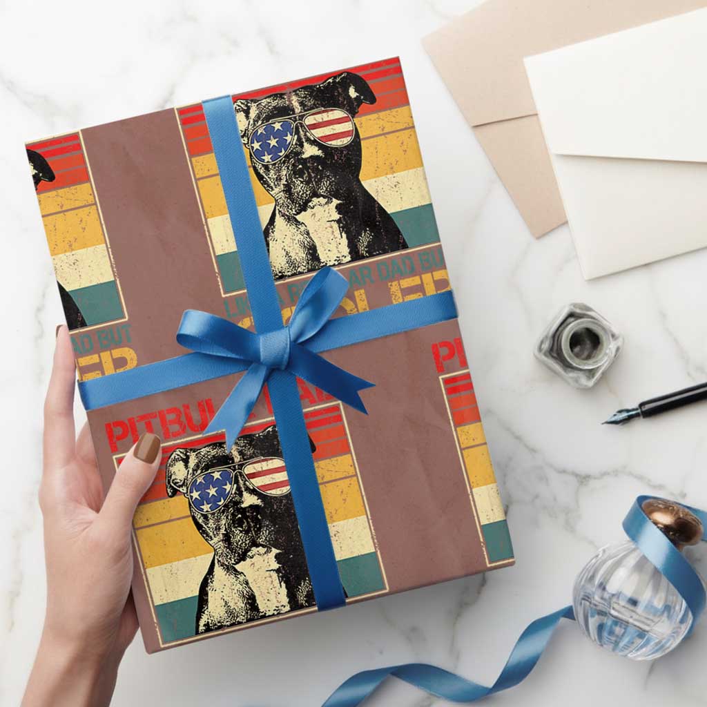 Vintage Pitbull Dad Wrapping Paper Roll Like A Regular Dad But Cooler - Wonder Print Shop