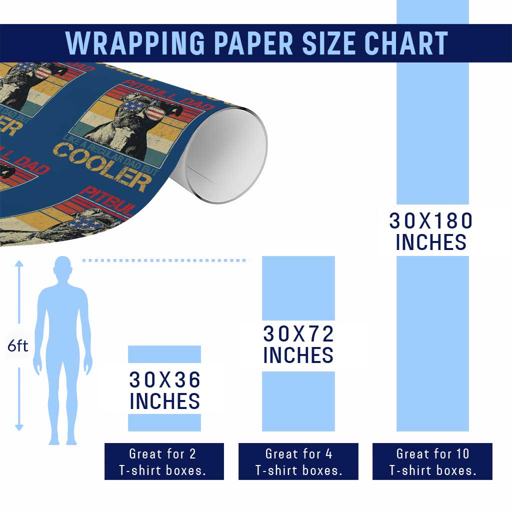 Vintage Pitbull Dad Wrapping Paper Roll Like A Regular Dad But Cooler - Wonder Print Shop