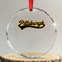 Vintage Pittsburgh Crystal Glass Ornament Varsity Script Retro Sports Jersey Style Baseball Fans