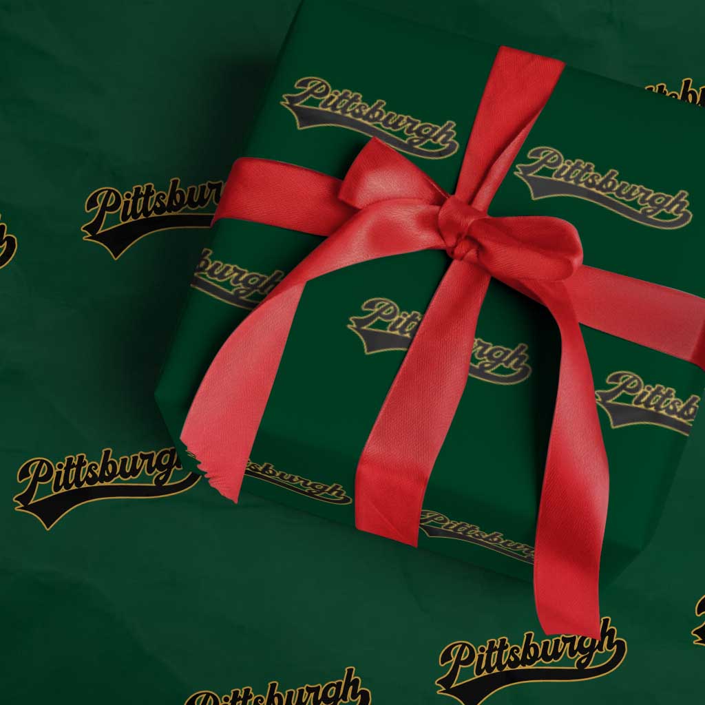 Vintage Pittsburgh Wrapping Paper Roll Varsity Script Retro Sports Jersey Style Baseball Fans