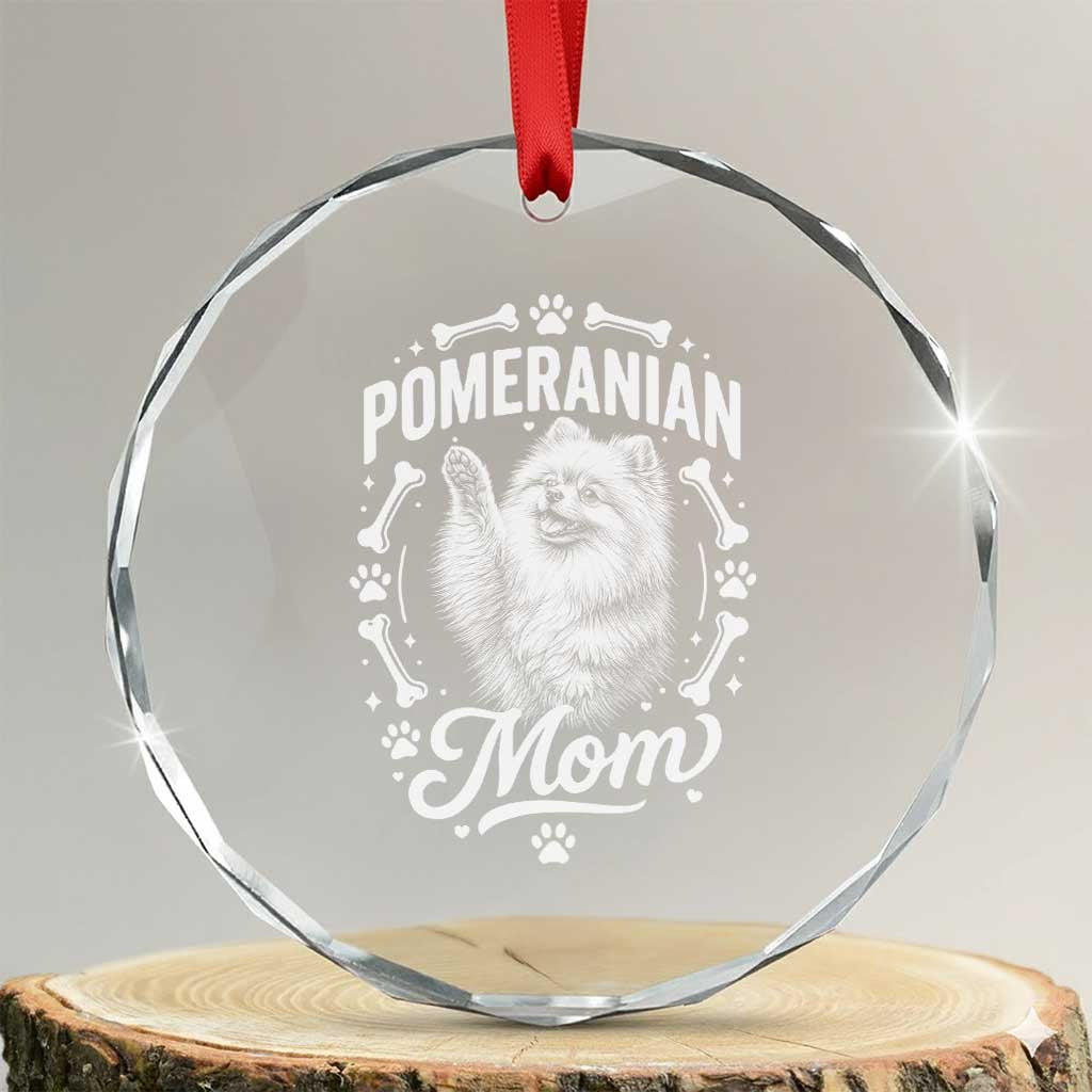 Vintage Pom Dog Mom Crystal Glass Ornament Pomeranian Lover Gift