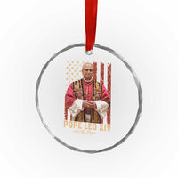 Vintage Pope Leo XIV Crystal Glass Ornament 267th Pope American Flag - Wonder Print Shop