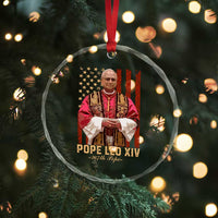 Vintage Pope Leo XIV Crystal Glass Ornament 267th Pope American Flag - Wonder Print Shop