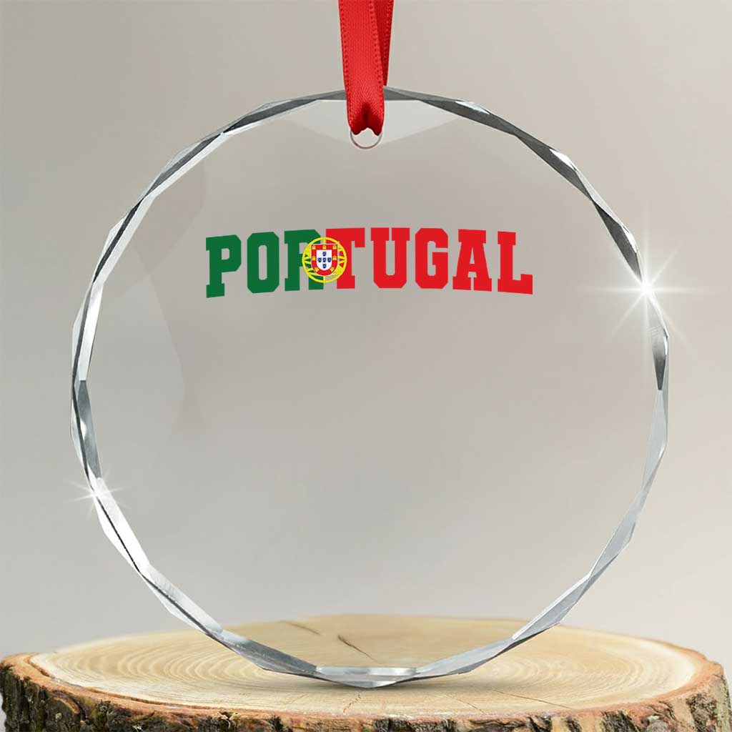 Vintage Portugal Crystal Glass Ornament Classic Portuguese Flag Retro Varsity Futebol - Wonder Print Shop