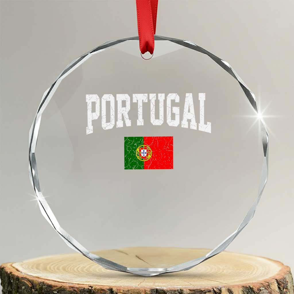 Vintage Portugal Flag Portuguese Pride Throwback Design Crystal Glass Ornament