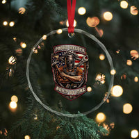 Vintage Proud American Welder Crystal Glass Ornament Built By Fire Blue Collar Dad Gift