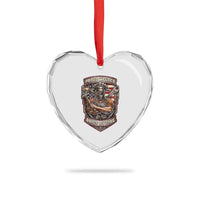 Vintage Proud American Welder Heart Crystal Glass Ornament Built By Fire Blue Collar Dad Gift