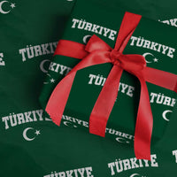Vintage Proud Türkiye Flag Crescent and Star Wrapping Paper Roll Patriotic Turkish Turkey Heritage Pride