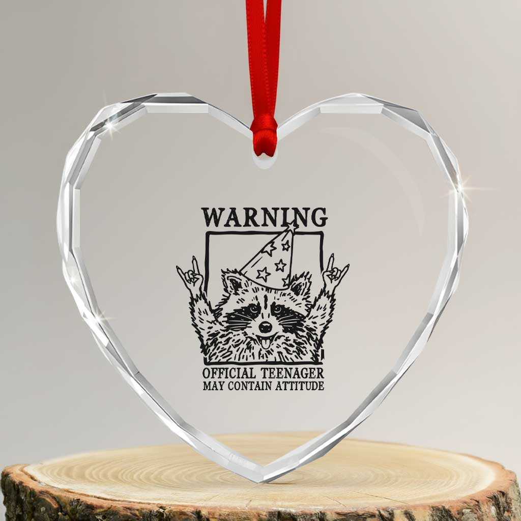 Vintage Raccoon 13th Birthday Heart Crystal Glass Ornament 13 Year Old Official Teenager Gifts